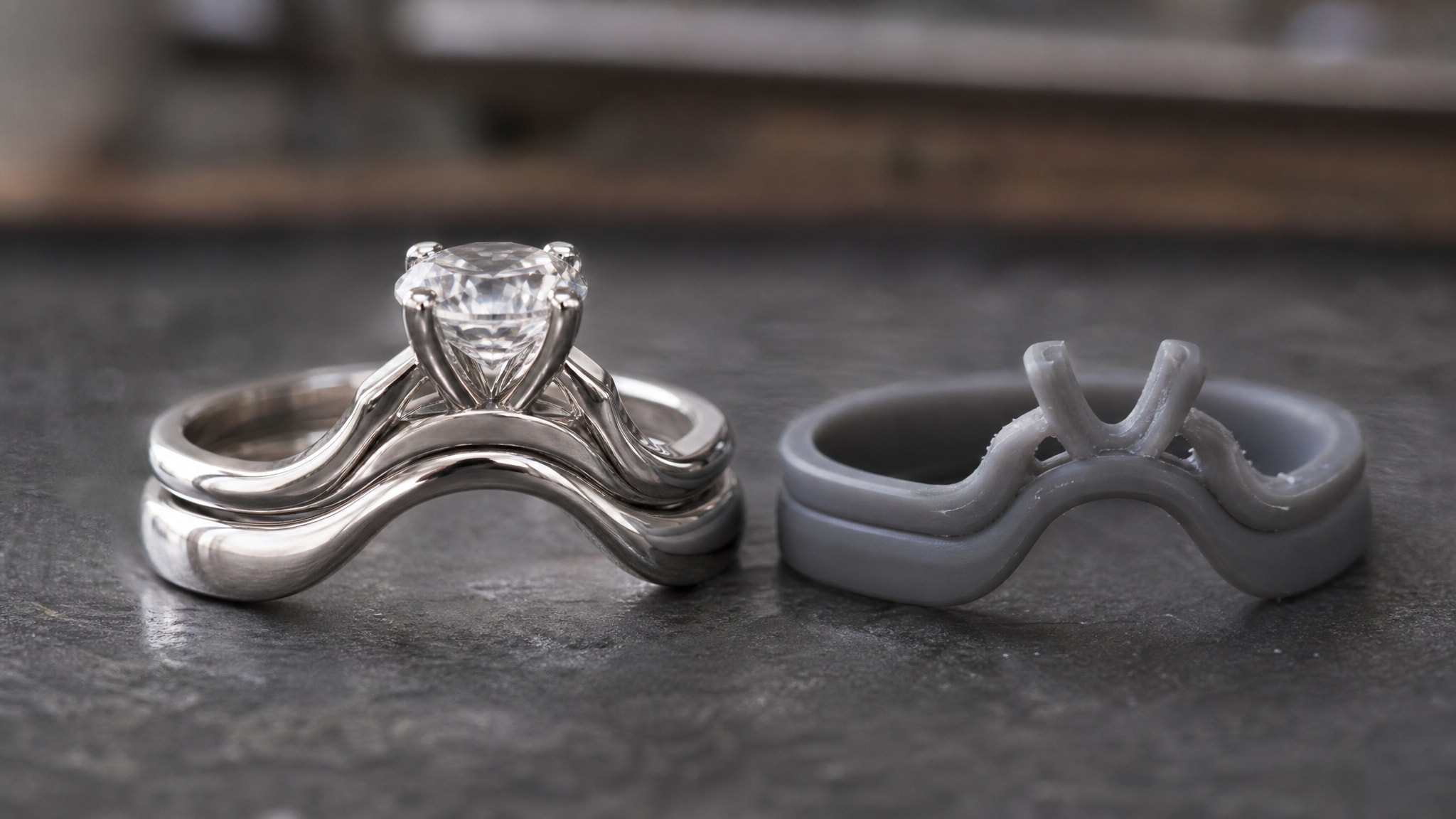 Custom Wedding Band and Engagement Ring Set Design